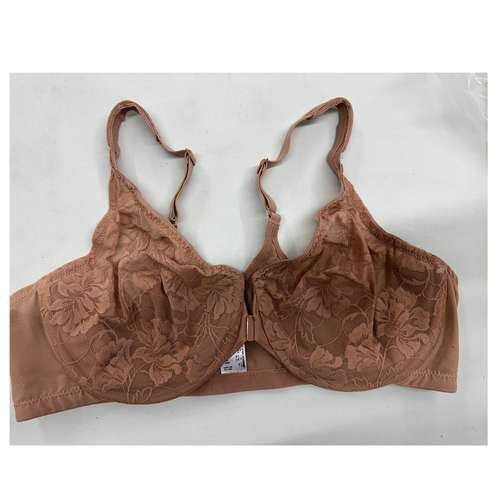 Glamorise Womens Brown Nude Lace Minimizer Bra 44C Sexy Underwire 3023
